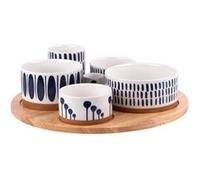 Service apéritif 6 pièces Mikonos bleu - Table Passion - Multicolore - Porcelaine Multicolore G