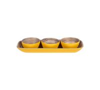 Service apéritif Bambou 4 pièces jaune