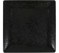 Service Assiettes DENA carrées de 12 Pièces plates en Porcelaine noir, plat de service pour entrées desserts et salades - Longueur 24 x largeur 24 x