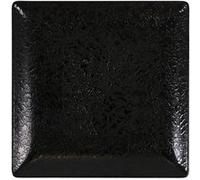 Service Assiettes DENA carrées de 24 Pièces plates en Porcelaine noir, plat de service pour entrées desserts et salades - Longueur 18 x largeur 18 x