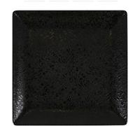 Service Assiettes DENA carrées de 24 Pièces plates en Porcelaine noir, plat de service pour entrées desserts et salades - Longueur 16 x largeur 16 x Hauteur 2 cm Noir G