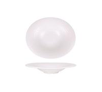Service Assiettes DENA ovales de 6 Pièces creuses en Porcelaine blanche, plat de service pour soupe, entrées, desserts et salades - Dimension:29 x 24,5 x 5 cm G