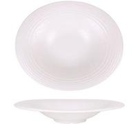 Service Assiettes DENA ovales de 6 Pièces creuses en Porcelaine blanche, plat de service pour soupe, entrées, desserts et salades - Dimension:29 x 24,5 x 5 cm G