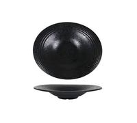 Service Assiettes DENA ovales de 6 Pièces creuses en Porcelaine noir, plat de service pour soupe, entrées, desserts et salades -D : 29 x 24,5 x 5 cm Noir G