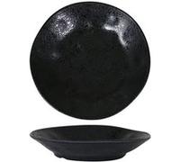 Service Assiettes DENA rondes de 12 Pièces creuses en Porcelaine noir, plat de service pour soupe, entrées, desserts et salades - diamètre 23 x hauteur 4 cm Noir G