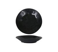 Service Assiettes DENA rondes de 12 Pièces creuses en Porcelaine noir, plat de service pour soupe, entrées, desserts et salades - diamètre 23 x hauteur 4 cm Noir G