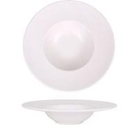 Service Assiettes DENA rondes de 6 Pièces creuses en Porcelaine blanche, plat de service pour soupe, entrées, desserts et salades - diamètre 28,5 x hauteur 6 cm G