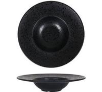 Service Assiettes DENA rondes de 6 Pièces creuses en Porcelaine noir, plat de service pour soupe, entrées, desserts et salades - diamètre 28,5 x