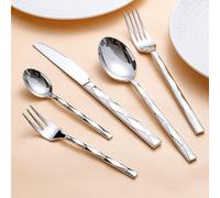 Service complet pour mariages, service de table en acier inoxydable 18/10 composé de 20 pièces, finition diamantée, pour une famille de 4 personnes, destiné à la restauration, à un usage domestique, a