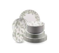 Table Passion Service d'assiettes Episia 18 pièces Porcelaine Vert