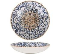 Service d'assiettes rondes de 6 pièces creuses et empilables TIFFANY, 680g plat à soupe, pâtes et salades en porcelaine bleu - Dimension: 23 x 4 cm Bleu G