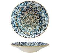 Service d'assiettes rondes de 6 pièces creuses et empilables TIFFANY, plat à soupe, pâtes et salades en porcelaine bleu - Dimension: 24 x 5 cm Bleu G
