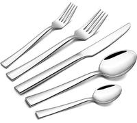 Service de couverts de table en acier inoxydable poli pour 12 personnes - 60 pièces - Service de couverts élégant comprenant couteaux, fourchettes et cuillères - Adapté à un usage alimentaire, pour la