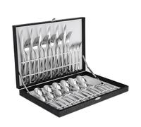 Service de couverts Velaze pour 6 personnes, 30 pièces en acier inoxydable, coffret cadeau, couteaux, fourchettes, cuillères, cuillères à café, lavable au lave-vaisselle