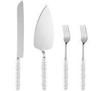 Service de découpe de gâteau 4 pièces, couteau et pelle à gâteau en acier inoxydable avec manche en plastique, finition miroir, set de mariage, ustensiles de cuisine pour pain, pizza et pâtisserie