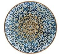 Service de table de 12 pièces plates et rondes et empilables TIFFANY, 21 x 2,2 cm, assiettes à pâtes desserts en porcelaine bleu - 416g Bleu G
