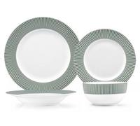 Service de table luxe 24 Pièces 6 personnes Collection Lake Geneva Blanc Vert Swiss Haus SH-DS24G