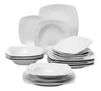 Service de table - MALACASA - JULIA-18 - Porcelaine - Blanc - Simple et durable