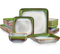 Service de table pour 4 personnes - Carré - 16 pièces - Couleurs assorties