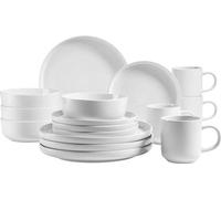 Service de table pour 4 personnes - style scandinave moderne - ensemble de 16 serviettes - céramique blanche - grès