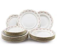 Service de table, Sonáta, roses, ligne dorée, Leander, 18 pièces.