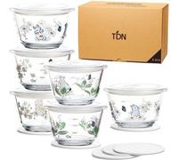 Service de vaisselle, 18 verres avec couvercles, sans BPA, 480 ml, adaptés au four, au lave-vaisselle, au micro-ondes et au congélateur.