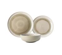 Service Iris 18 Pièces en Grès Émaillé Vert | 18 pièces, 6 assiettes plates, 6 dessert, 6 bols, Grès émaillé, Micro-ondes, Lave-vaisselle