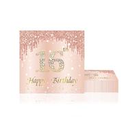 Serviette Anniversaire 16 ans Fille, 20 Pièces Serviettes Papier Anniversaire Jetable Rose, 16th Birthday Napkin Decorations for a Fille, Deco 16ans Serviette de Table pour Fête et Célébration