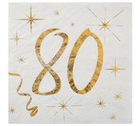 Serviette cocktail anniversaire 80ans (x20) REF/6159