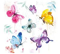 Ambiente Serviettes de table Colorful Butterfly – 20 pièces – 33x33 cm – 3 plis – Papier de soie
