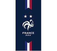 Serviette de bain imprimée 100% Coton - FFF DEUX ETOILES - Equipe de France - Bleu marine - 75x150cm