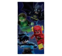 Serviette de plage officielle LEGO DC Superheroes Batman, Flash, Nightwing & Green Lantern - 70 x 140 cm - 100% coton
