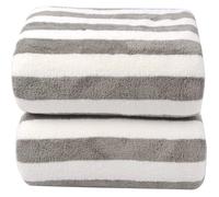 Serviette de bain microfibre grande taille (70x140 cm), ultra douce, absorbante, lot de 2 grises