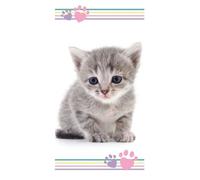Aptex Serviette de bain ou de plage Déco Chat 70 x 140 cm 100% coton Gris