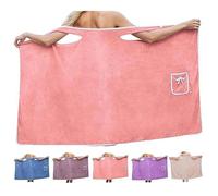 Serviette De Bain Portative Femme, Fermeture À Double Bouton, Polaire Corail Absorbante Séchage Rapide, Rose Grande Taille