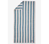 Serviette de bain rayée TRANSAT personnalisable, avec coton recyclé rayé bleu 70X140