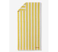 Serviette de bain rayée TRANSAT personnalisable, avec coton recyclé rayé jaune 70X140