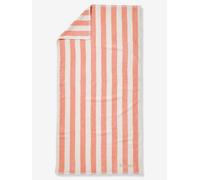 Serviette de bain rayée TRANSAT personnalisable, avec coton recyclé rayé rose 70X140