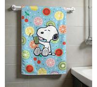 Serviette de bain Snoopy Peanuts, imprimé assorti de fruits tropicaux et de fond à pois, serviettes en pur coton doux, disponible en 1 paquet, 2 paquets, 3 paquets, 4 paquets, 5 paquets, 6 paquets, pa