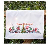 Serviette de cuisine brodée au point de croix, motif "Gnomi", thème de Noël, pré-imprimée, 46x71 cm, kit de bricolage