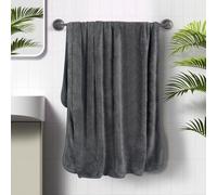 Serviette de douche et de sauna Unyqoos® extra grande en microfibre, 100 x 200 cm, à séchage rapide et très absorbante, de couleur gris foncé, avec boucle de suspension – idéale pour la douche, le sau
