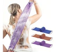 Serviette de douche exfoliante avec poignées, filet exfoliant pour le dos, longue éponge de bain, grattoirs pour le dos à double face, idéal pour les femmes et les hommes, pour les voyages, la gym, le