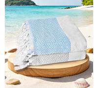 Serviette de Hammam, 2 Pieces Grandes Serviettes de Bain et Sauna 180x100cm | Drap de Bain, Légère, Absorbante et à Séchage Rapide, Bleu Clair, Gris