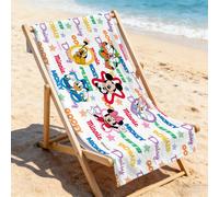 Serviette de plage Disney à séchage rapide MINISO, impression multicolore amusante du nom et des personnages de Mickey & Friends, serviette absorbante et sans sable pour la piscine, la plage et les va