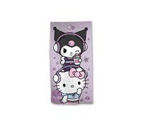 Serviette de plage / Drap de bain - HELLO KITTY AND FRIENDS - Kuromi - 70x140 cm - Séchage rapide - Violet