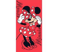 Serviette de plage en coton fille Disney Minnie Rouge 70x140 cm