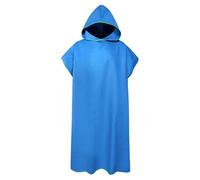 Serviette de plage en fibre ultra fine à séchage rapide avec capuche pour adultes - Poncho de plage en microfibre (bleu)