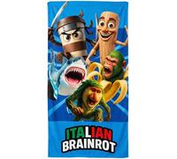 Serviette de Plage Enfant Ado Motif Italian Brainrot Meme Humour 70x140 cm - Drap de Bain Microfibre Compact, Séchage Rapide, Ultra Absorbant pour Piscine, Mer et Voyage