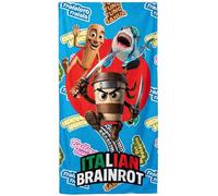 Serviette de Plage Enfant Ado Motif Italian Brainrot Meme Humour 70x140 cm - Drap de Bain Microfibre Compact, Séchage Rapide, Ultra Absorbant pour Piscine, Mer et Voyage