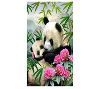 Serviette de Plage Enfant Fille Garçon Ado xxl Microfibre 3D Animal Panda Noir Blanc Fleurs Très Grandes Serviette de Bain Voyage Piscine Bain de Soleil Couverture de Canapé Lit (B,100x180cm)